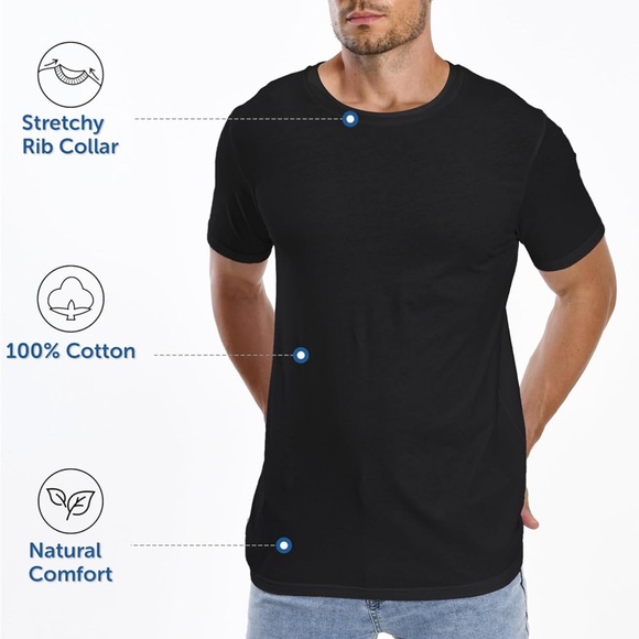 Comfneat Men's 4-Pack Basic Tee Crew Neck Cotton T-Shirts Light Undershirts - Picture 2 of 5